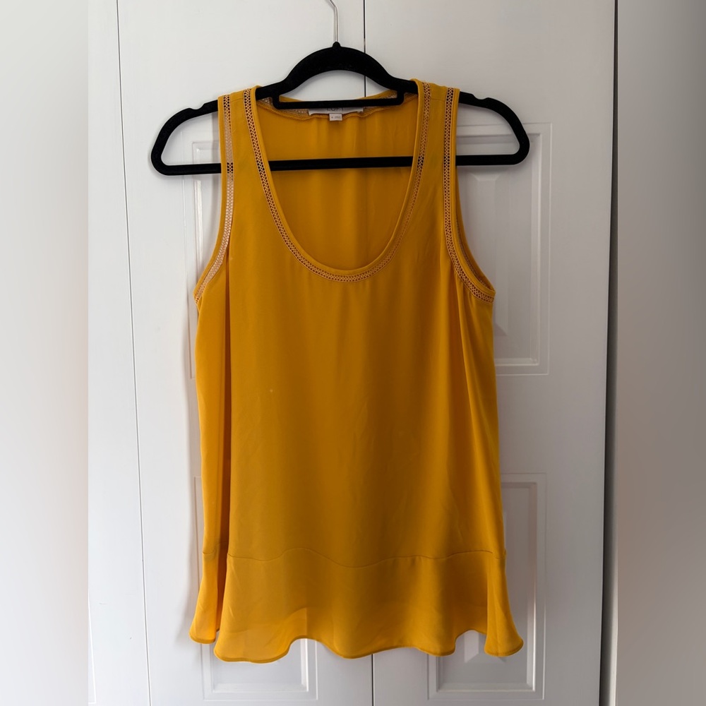 LOFT Mustard Top with Lace Detail